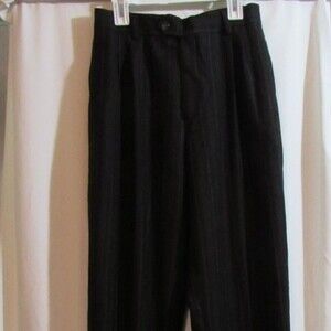 VINTAGE LIZ CLAIBORNE WOOL DRESS PANTS SIZE 8 BLACK PINSTRIPS PLEATED